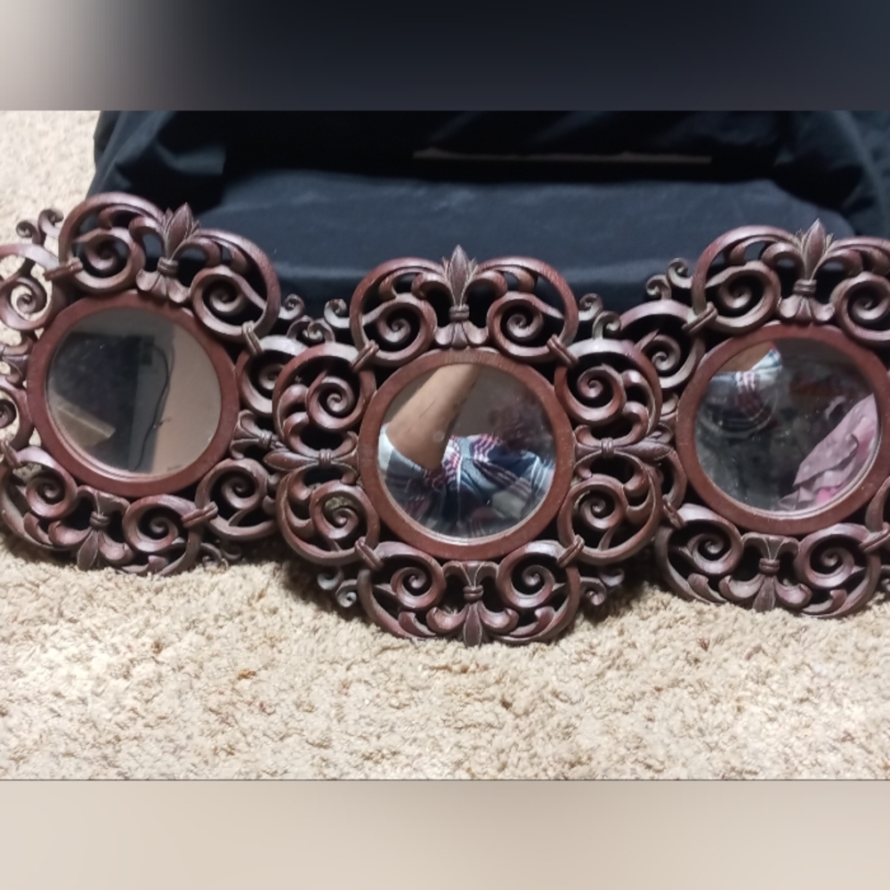 Set of three hanging wall mirrors